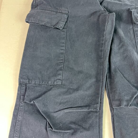 Zara Pants Women's 29x29* High Rise Wide Leg Dark Blue Faded Cargos Tag 4 - Picture 4 of 16